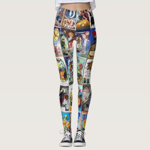 Halloween vintagevykort leggings