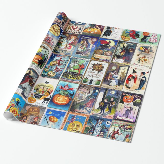 Halloween vintagevykort presentpapper (Utrullad)
