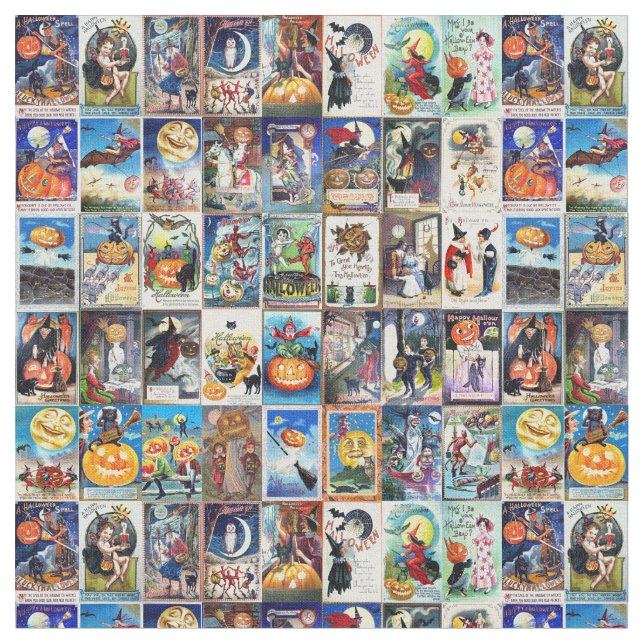 Halloween vintagevykort tyg (Närbild)