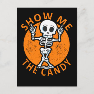 Halloween Visa mig Candy Skeleton Meddelande Vykort