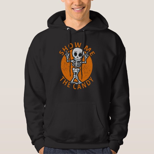 Halloween visar mig godis Skeleton Hoodie (Framsida)