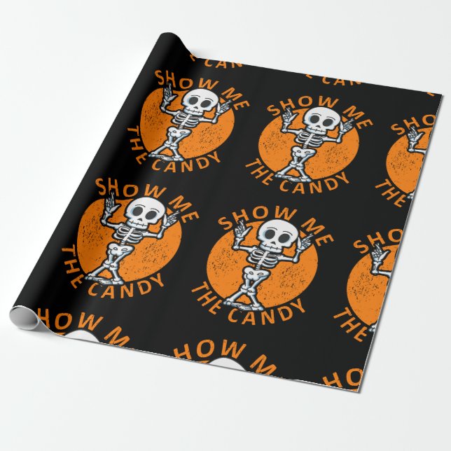 Halloween visar mig godis Skeleton Presentpapper (Utrullad)