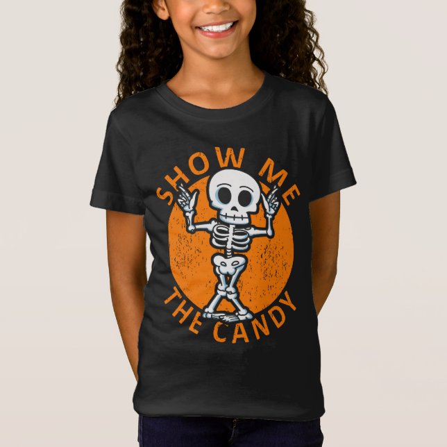 Halloween visar mig godis Skeleton T Shirt (Framsida)