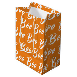 Halloween vit orange boo textmönster