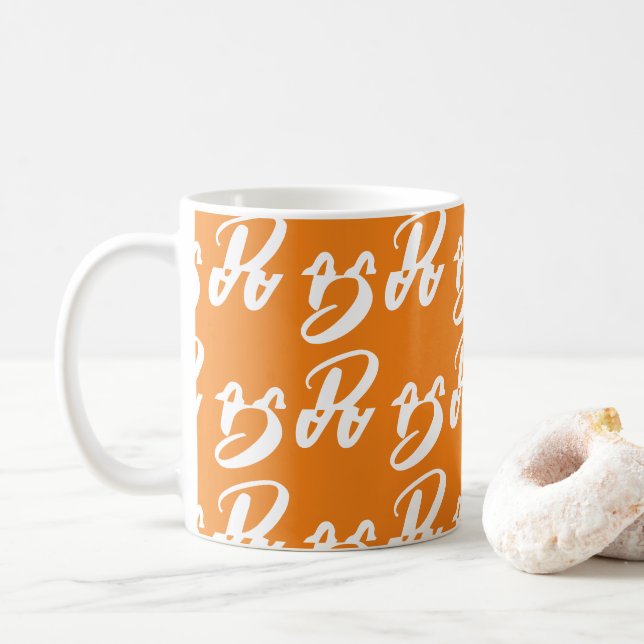 Halloween vit orange boo textmönster kaffemugg (Med munk)