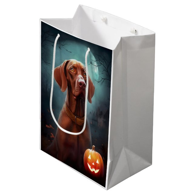 Halloween Vizsla med pumpor Scary (Framsidan Vinklad)
