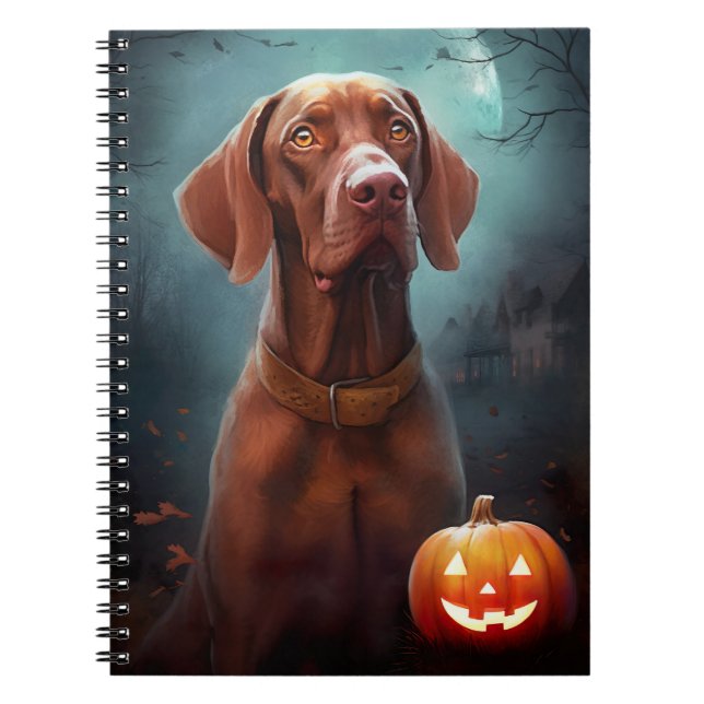 Halloween Vizsla med pumpor Scary Anteckningsbok (Framsidan)