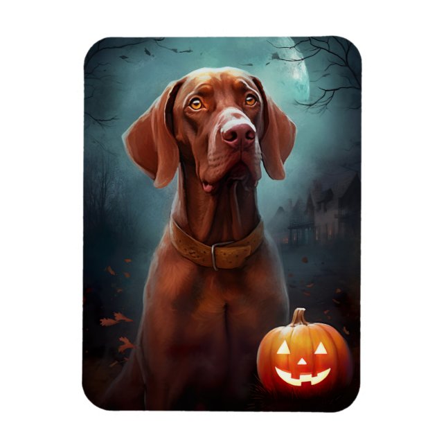 Halloween Vizsla med pumpor Scary Magnet (Vertikal)