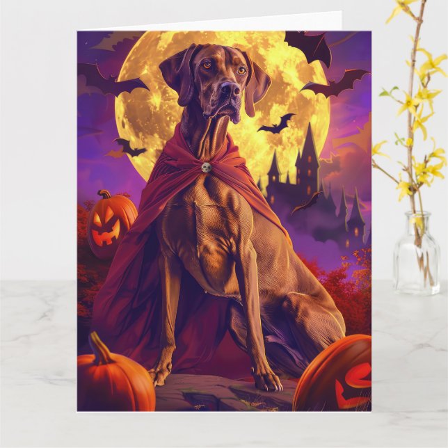 Halloween Vizsla Vampire Pumpkins Scary Kort (Gul blomma)