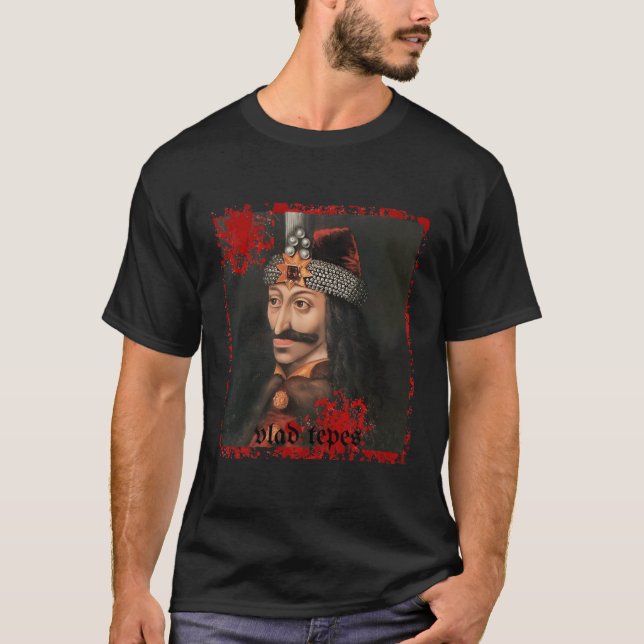 Halloween Vlad Tepes Count Dracula Graphic Vampire T Shirt (Framsida)