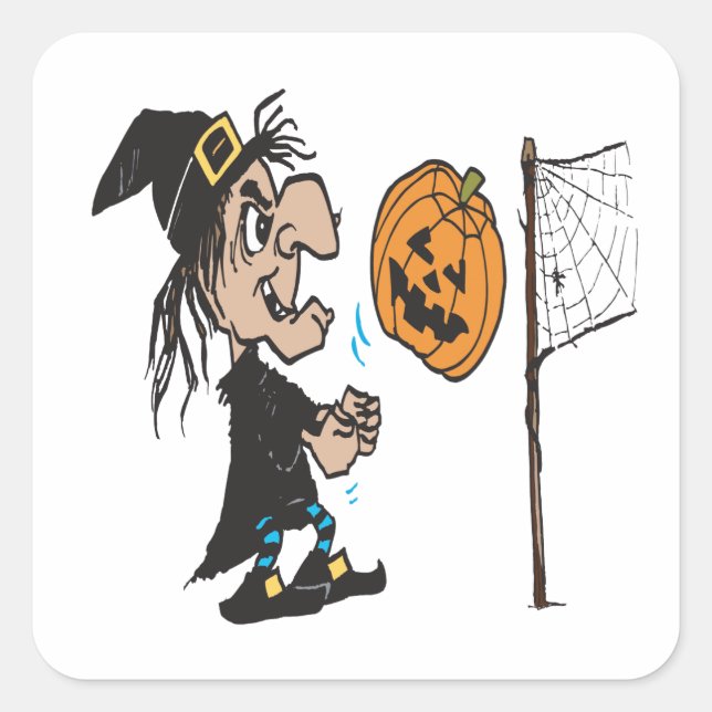 Halloween volleyboll fyrkantigt klistermärke (Framsida)