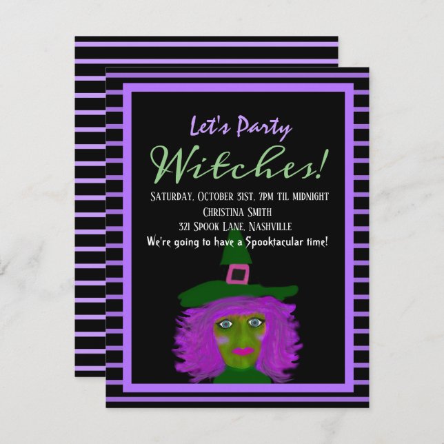 Halloween Vuxen Witches Party-inbjudan Inbjudningar (Fram/baksida)