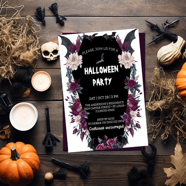 Halloween-Vuxnor Spooky Gothic Costume Party Inbjudningar (Skapare uppladdad)