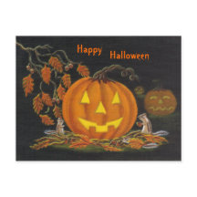 Halloween,vykort,chipmunk,Jack-o-Lantern