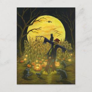 Halloween-vykort för fågelskrämma vykort