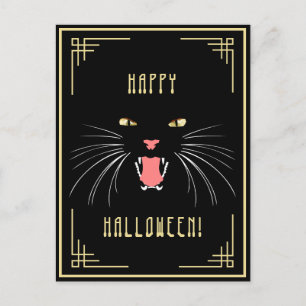 Halloween-vykort för svart katt-Elegant Vykort