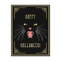 Halloween-vykort för svart katt-Elegant
