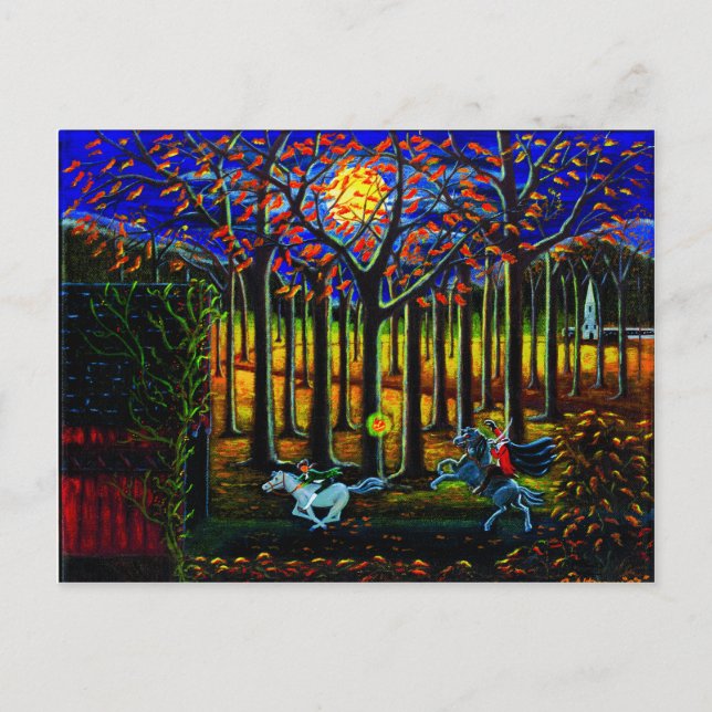 Halloween,vykort,Headless,Horseman,Sömnig,Hallow Vykort (Framsida)