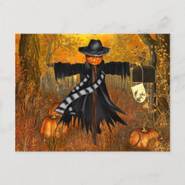 Halloween vykort med läskig fågelskrämma