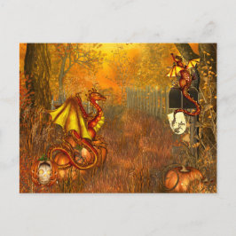Halloween-vykort med Scary Dragons Vykort