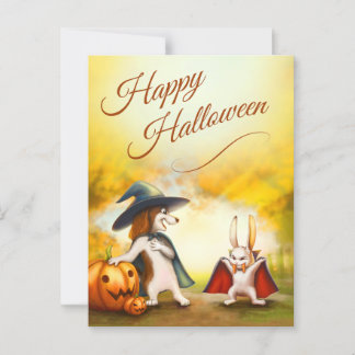 Halloween-vykort med söta djur vykort