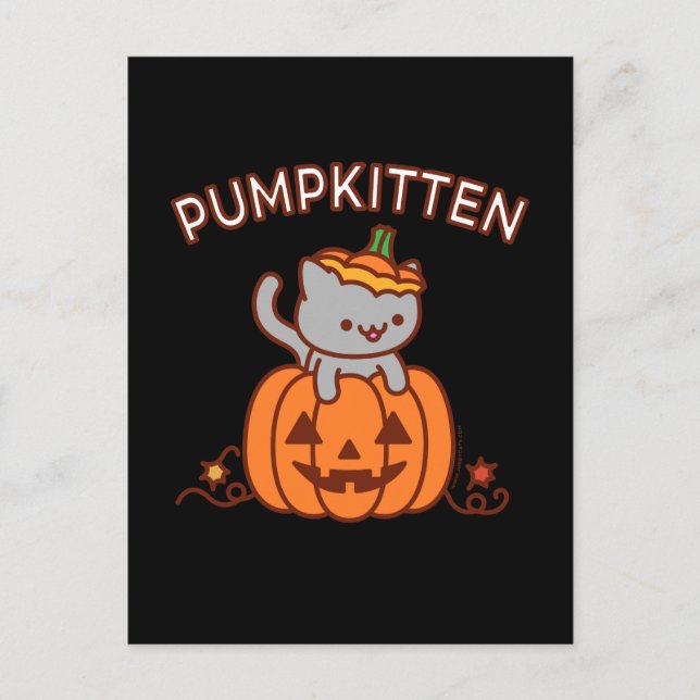 Halloween vykort: PUMPKITTEN-katt Meddelande Vykort (Framsida)