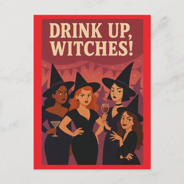 Halloween-vykort - Sassy Witch Party Vykort (Framsida)