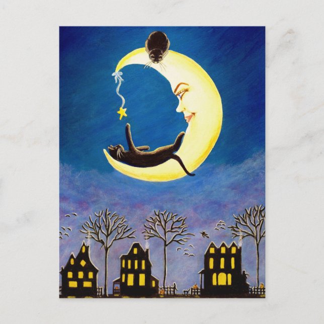 Halloween,vykort,svart,katt,Salem,star,by Vykort (Framsida)