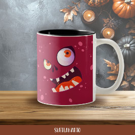Halloween Wacky Purple Monster Coffee Mug Två-Tonad Mugg