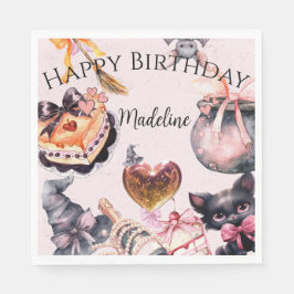 Halloween Watercolor Coquette-Födelsedagsfest Pappersservett