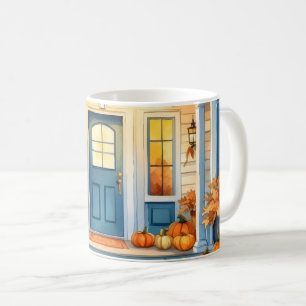 Halloween Watercolor Fall Pumpkins på Front Porch Kaffemugg