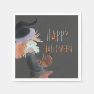 Halloween Watercolor Häxa Pumpa Pappersservett