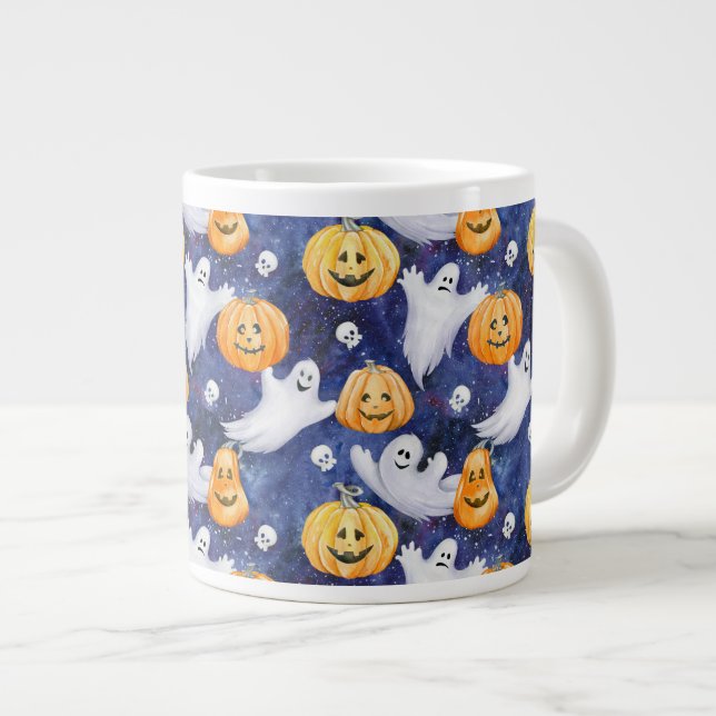 Halloween Watercolor Mönster Jumbo Mugg (Framsida höger)