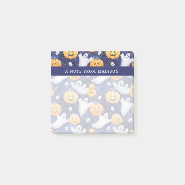 Halloween Watercolor Mönster Post-it Block (Framsida)