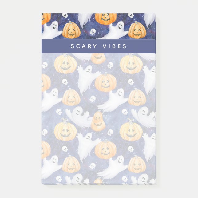 Halloween Watercolor Mönster Post-it Block (Framsida)