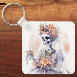 Halloween Watercolor Skeleton Keychain Nyckelring