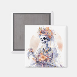 Halloween Watercolor Skeleton Magnet