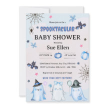 Halloween Watercolor Spök Baby Shower Inbjudan