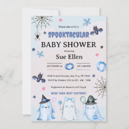 Halloween Watercolor Spök Baby Shower Inbjudan