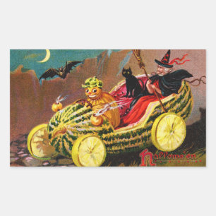Halloween Watermelon Coach Rektangulärt Klistermärke