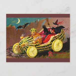 Halloween Watermelon Coach Vykort