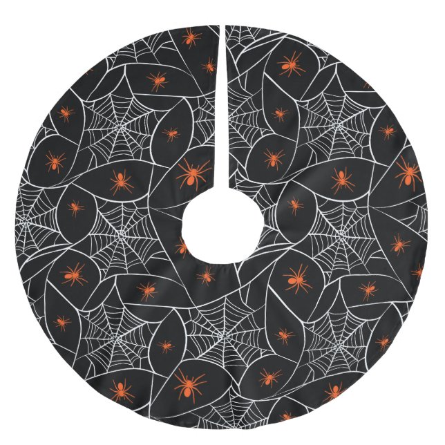 Halloween-webben och spindlarbakgrund. julgransmatta borstad polyester (Framsidan)