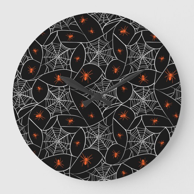 Halloween-webben och spindlarbakgrund. stor klocka (Framsida)