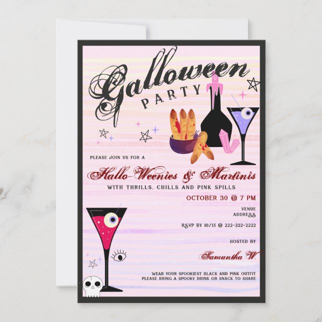 Halloween Weenies & Martinis Spooky Ghoul Night Inbjudningar (Framsida)
