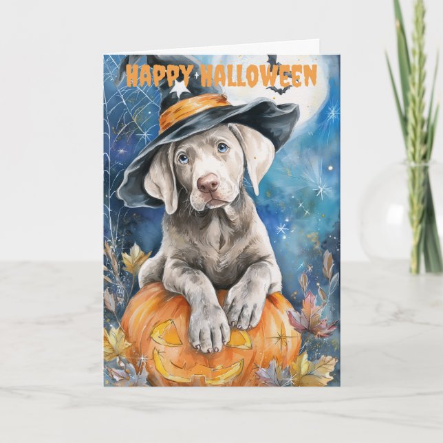 Halloween Weimaraner Dog Helgkort (Framsida)