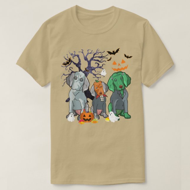 Halloween Weimaraner Hund Witch Scary Halloween Co T Shirt (Design framsida)