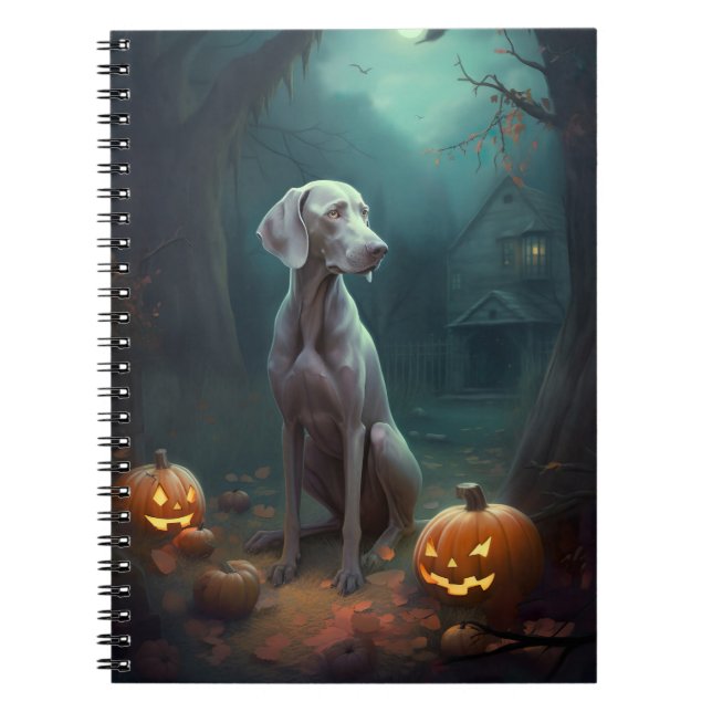 Halloween Weimaraner med pumpor Anteckningsbok (Framsidan)