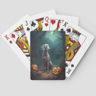 Halloween Weimaraner med pumpor Casinokort