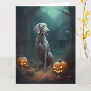 Halloween Weimaraner med pumpor Kort