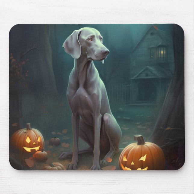 Halloween Weimaraner med pumpor Musmatta (Framsidan)